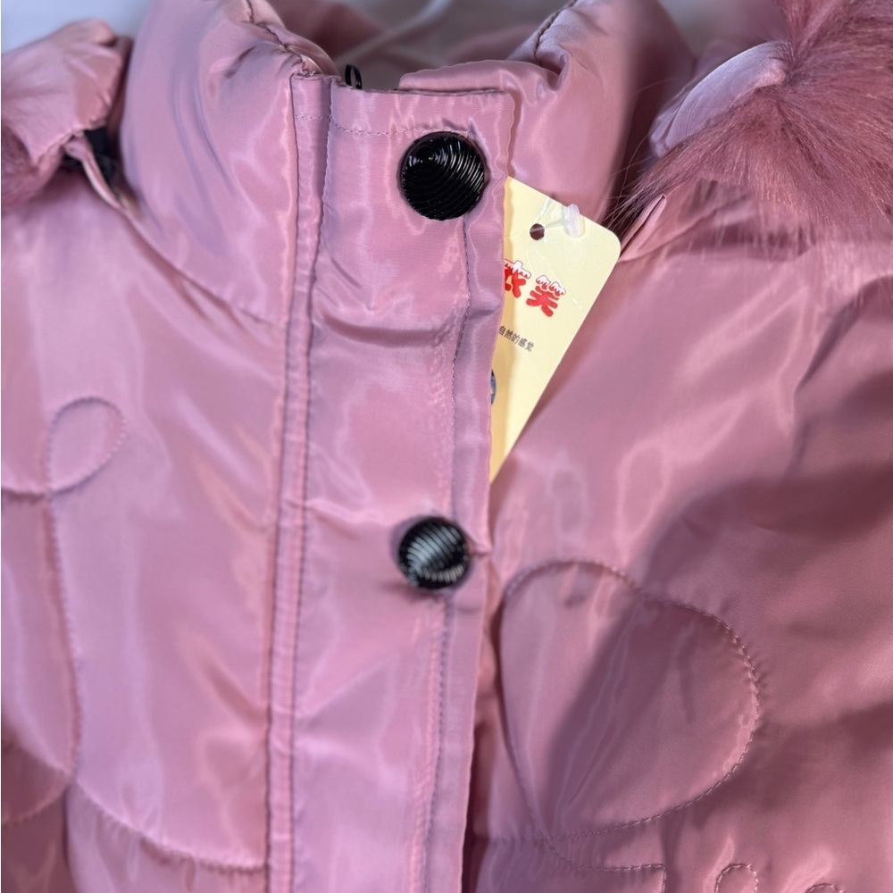 Young Girl's Zip-up with Snap Closured Hooded Pink Puffer Coat Size 3XL NWT - Picture 5 of 13
